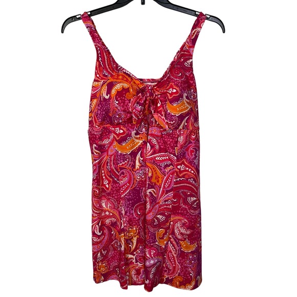 Swim Solutions Printed Tummy-Control Bow-Front Swimdress 24W - Picture 1 of 12